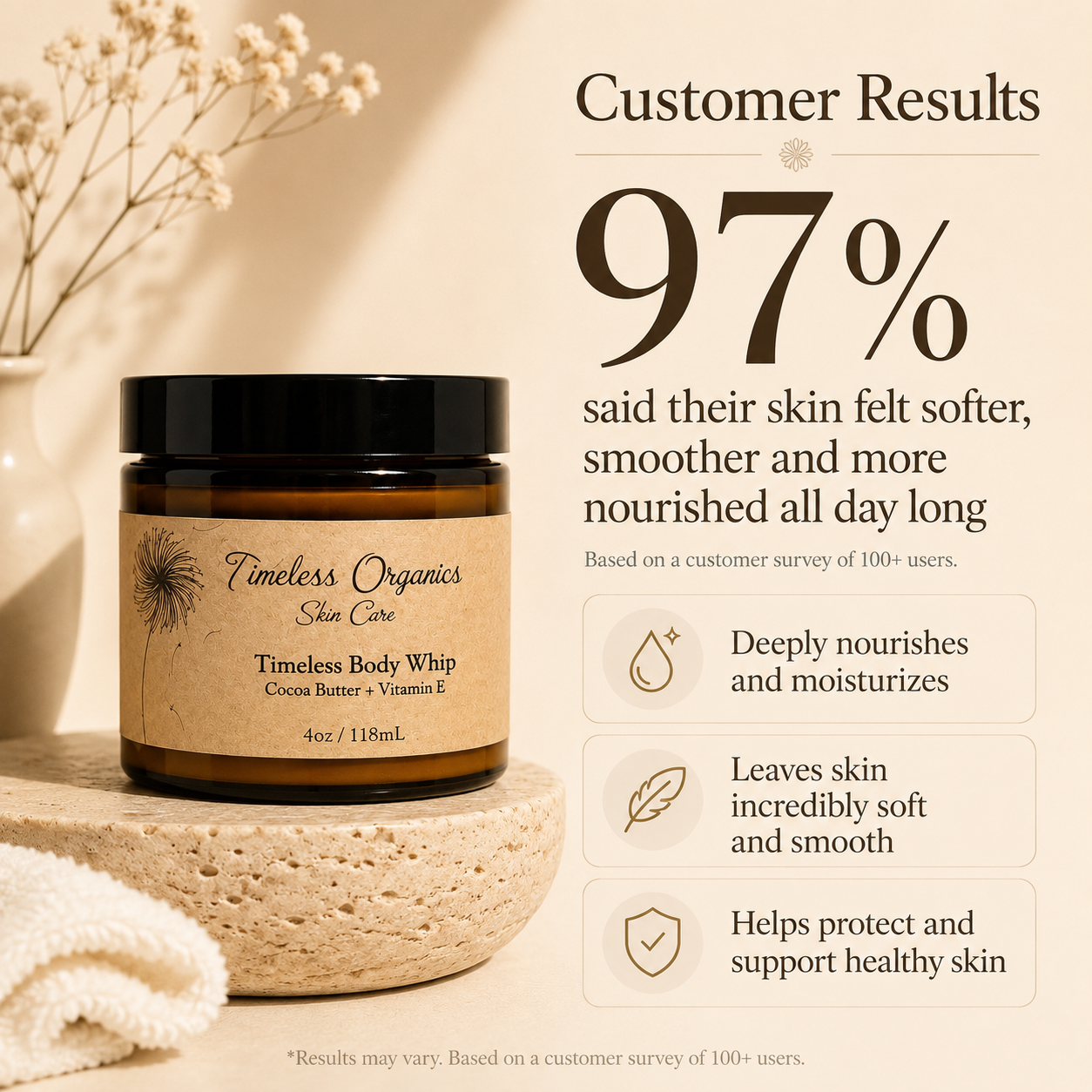 Crema corporal batida - Manteca de cacao + Vitamina E