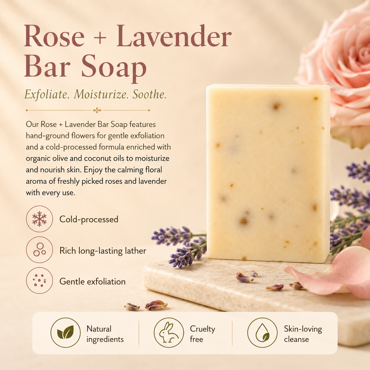 Rosa + Lavanda - Barra de flores silvestres