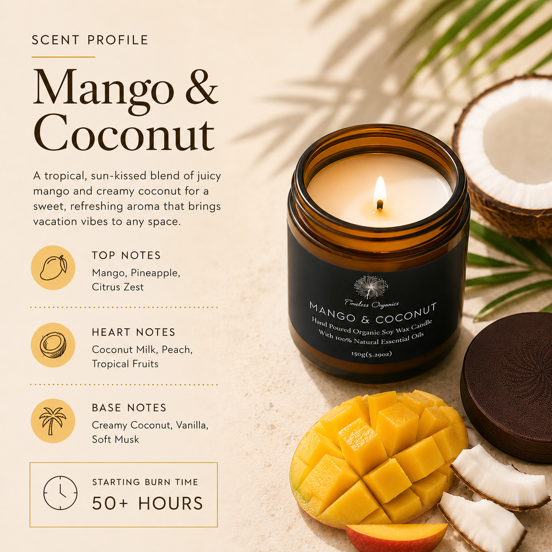 Vela atemporal - Mango + Coco