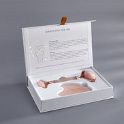 Rodillo facial de cuarzo rosa y set de Gua Sha